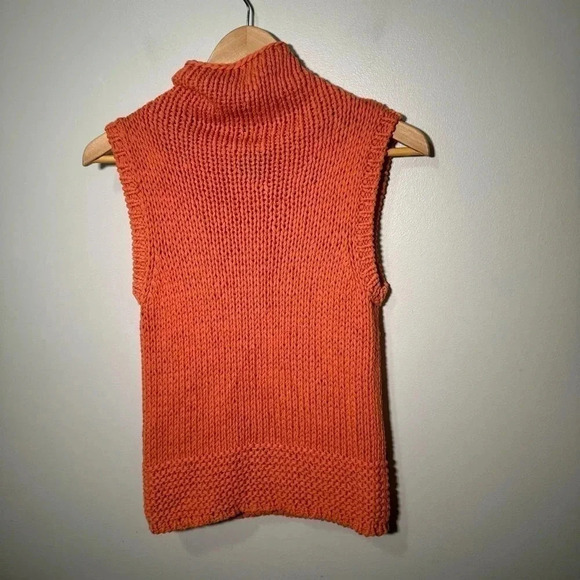 Tangerine knitted cowl neck short sleeve tunic sweater S - Picture 4 of 5
